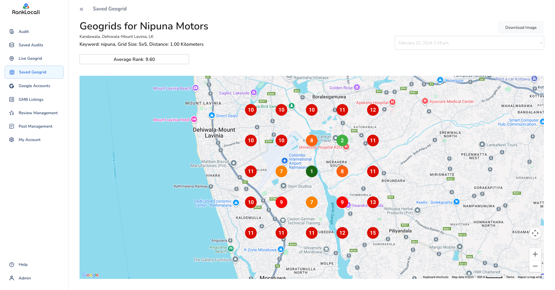 Live GeoGrid Ranking